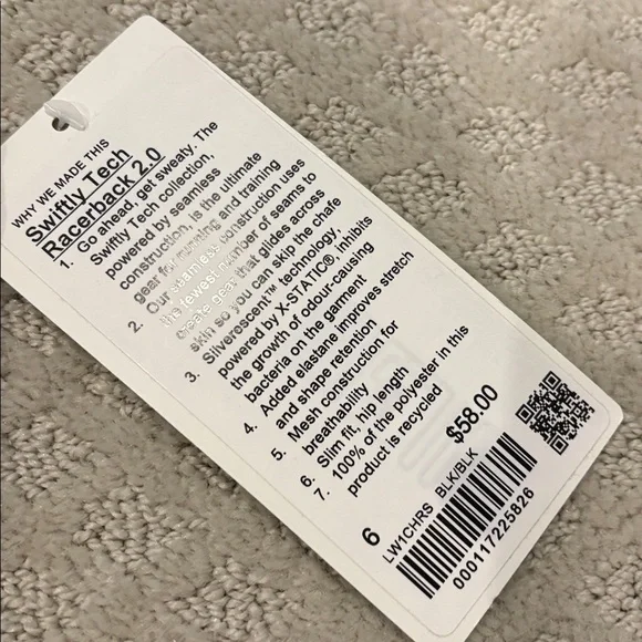 Lululemon swiftly  tech racer back 2.0 Black Women's Tank Top - Picture 2 of 5